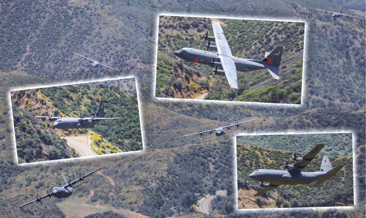 Photographer Catches Formation Of C-130 Transports Flying Through A California Canyon