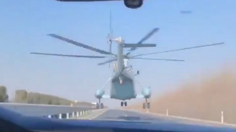 Watch This Chinese Z-8 Naval Helicopter Fly Just Feet Off The Ground Along A Highway