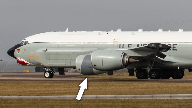 RC-135 Now Flying With Donor KC-135 Engine Cover After Frightening Crosswind Landing Mishap