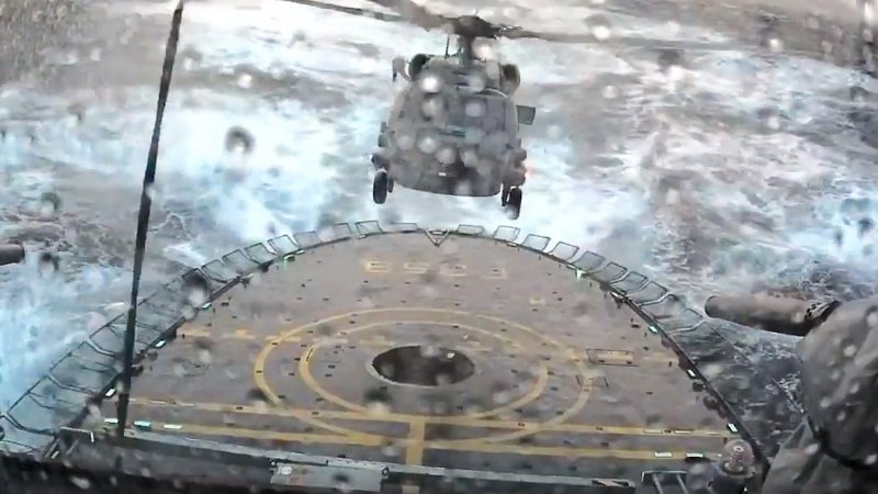 Watching This MH-60R Land On A Heaving Ship In The North Sea Is Terrifying