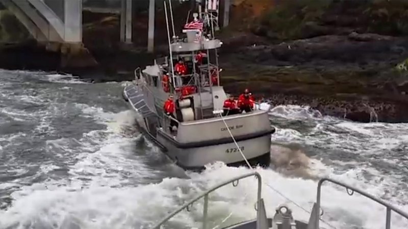 Watching This Coast Guard Lifeboat Towing Its Twin Through A Narrow Inlet Is Totally Nerve-Racking